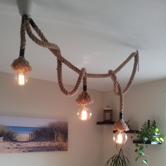 Three Light Nautical Rope Chandelier