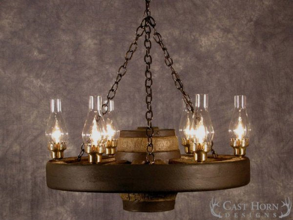 FAUX Small Wagon Wheel Chandelier